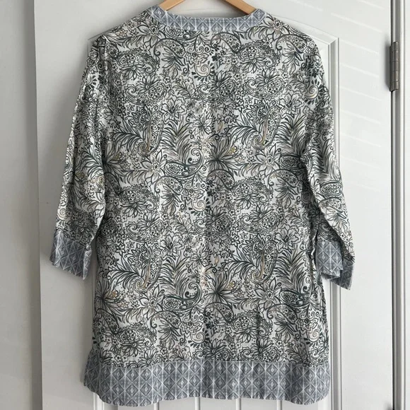 Sigrid Olsen Floral Paisley Linen Tunic - Picture 4 of 7